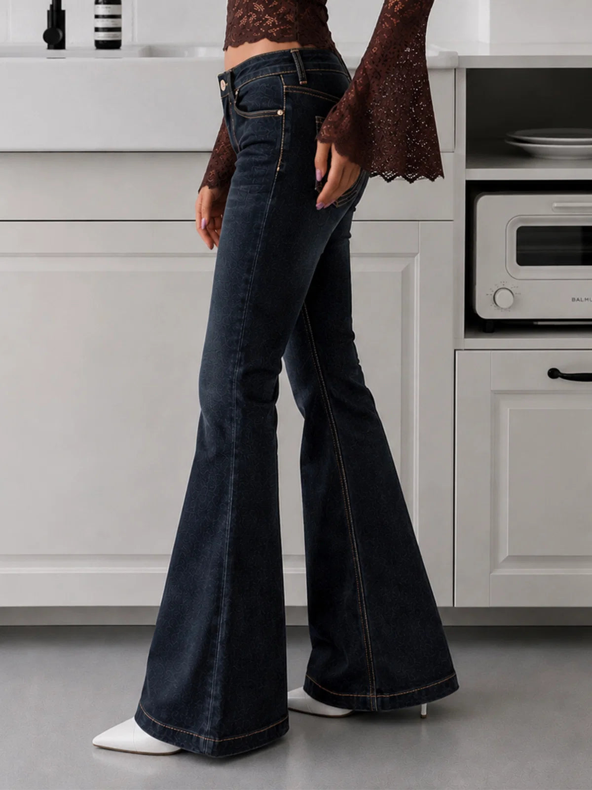 Midnight Blue Flap Pocket // Y2K Bootcut Jeans