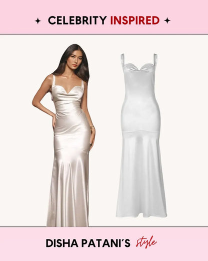 Disha Patani Inspired Satin Backless Dress // White