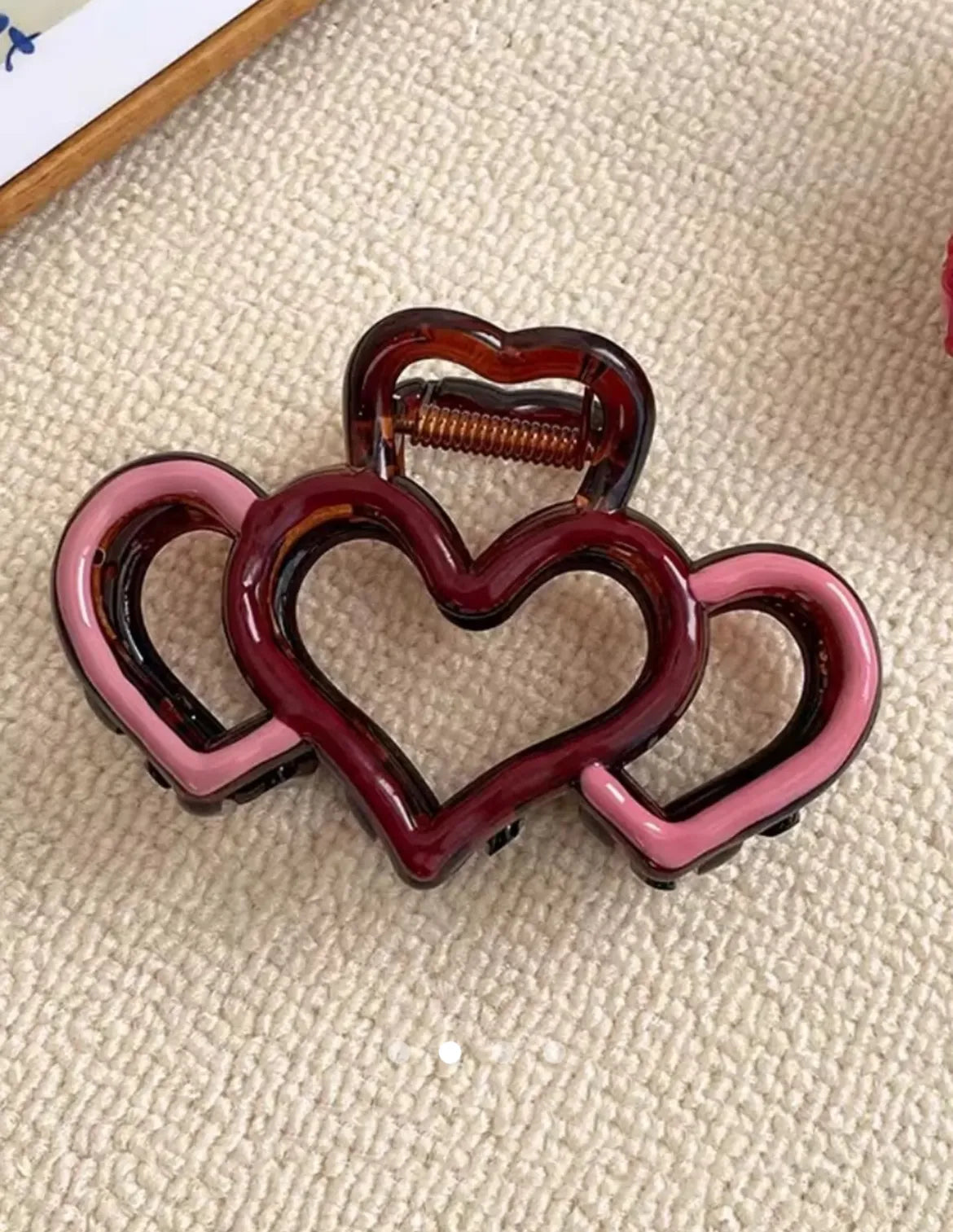 Heart Hair Clip // Red-Pink