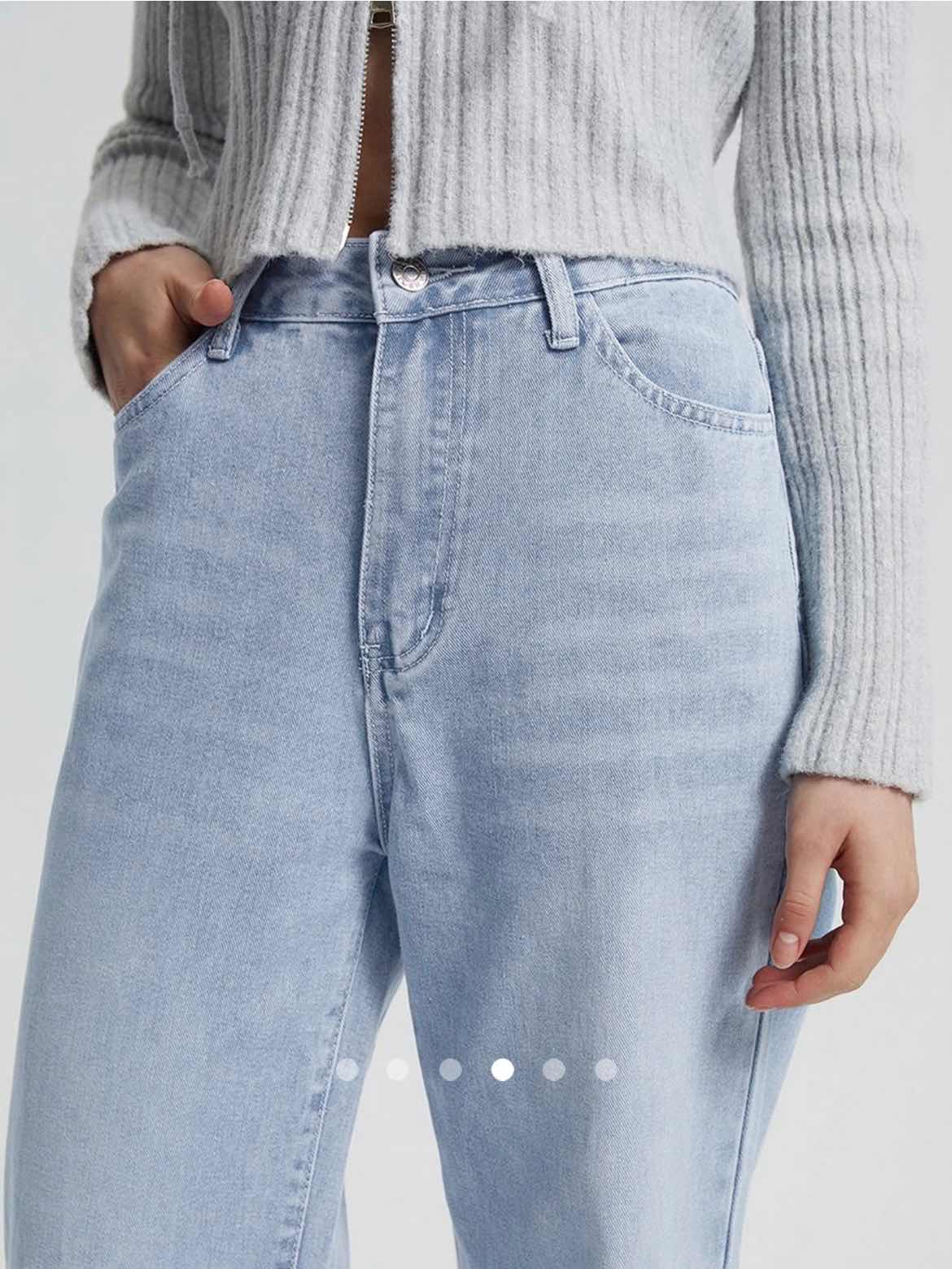 High Waist Straight Leg Jeans // Sky Blue