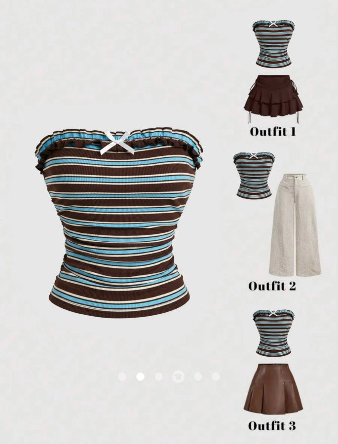Bow Tube Top // Blue Brown