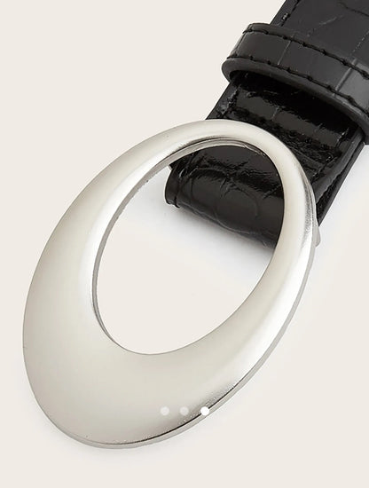 Faux Leather Buckle Belt // Black