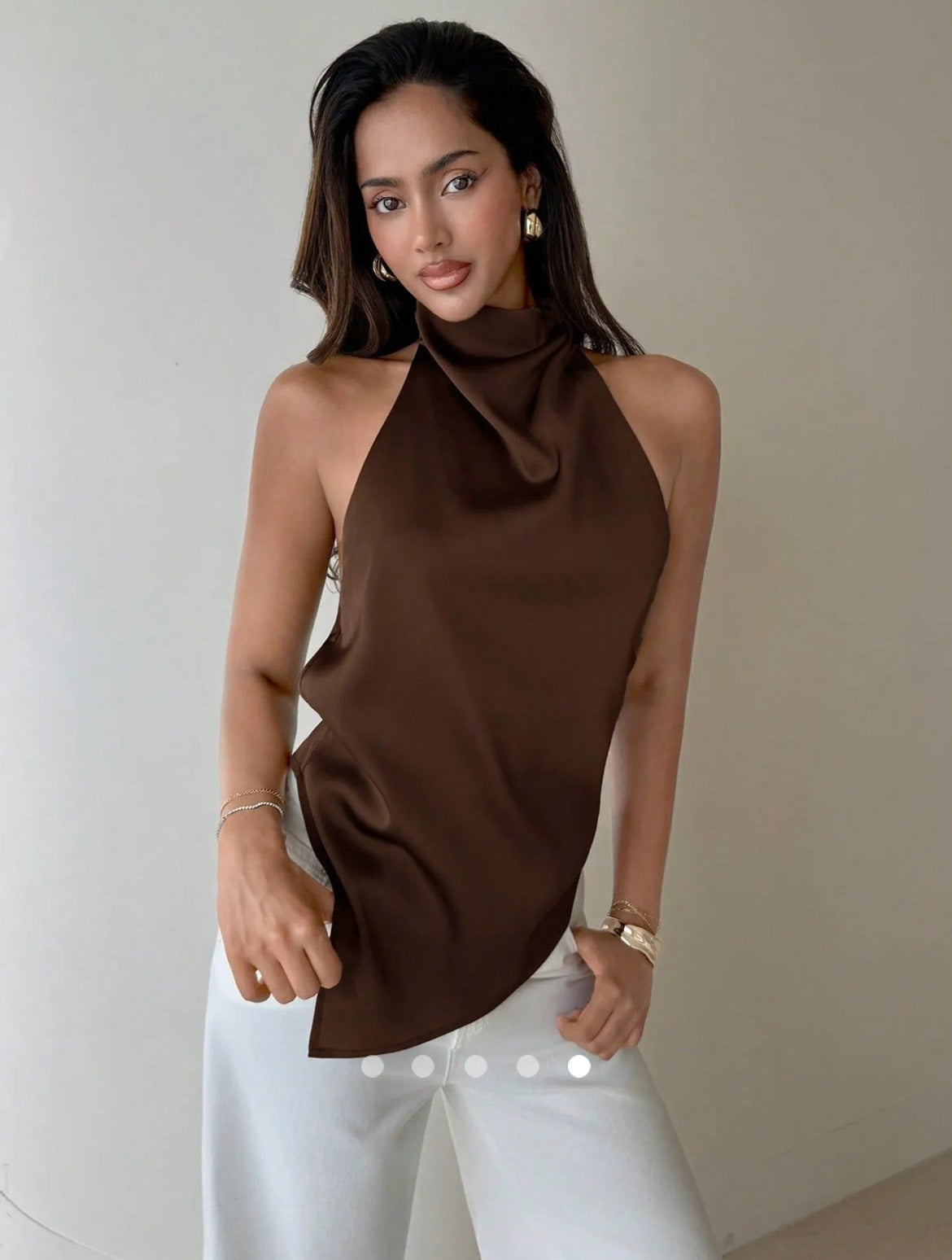 Backless Halter Top // Brown