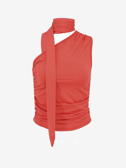 Gathered Tank Top // Vermillion Orange