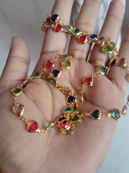 Pinteresty Multicolor Heart Necklace // Gold