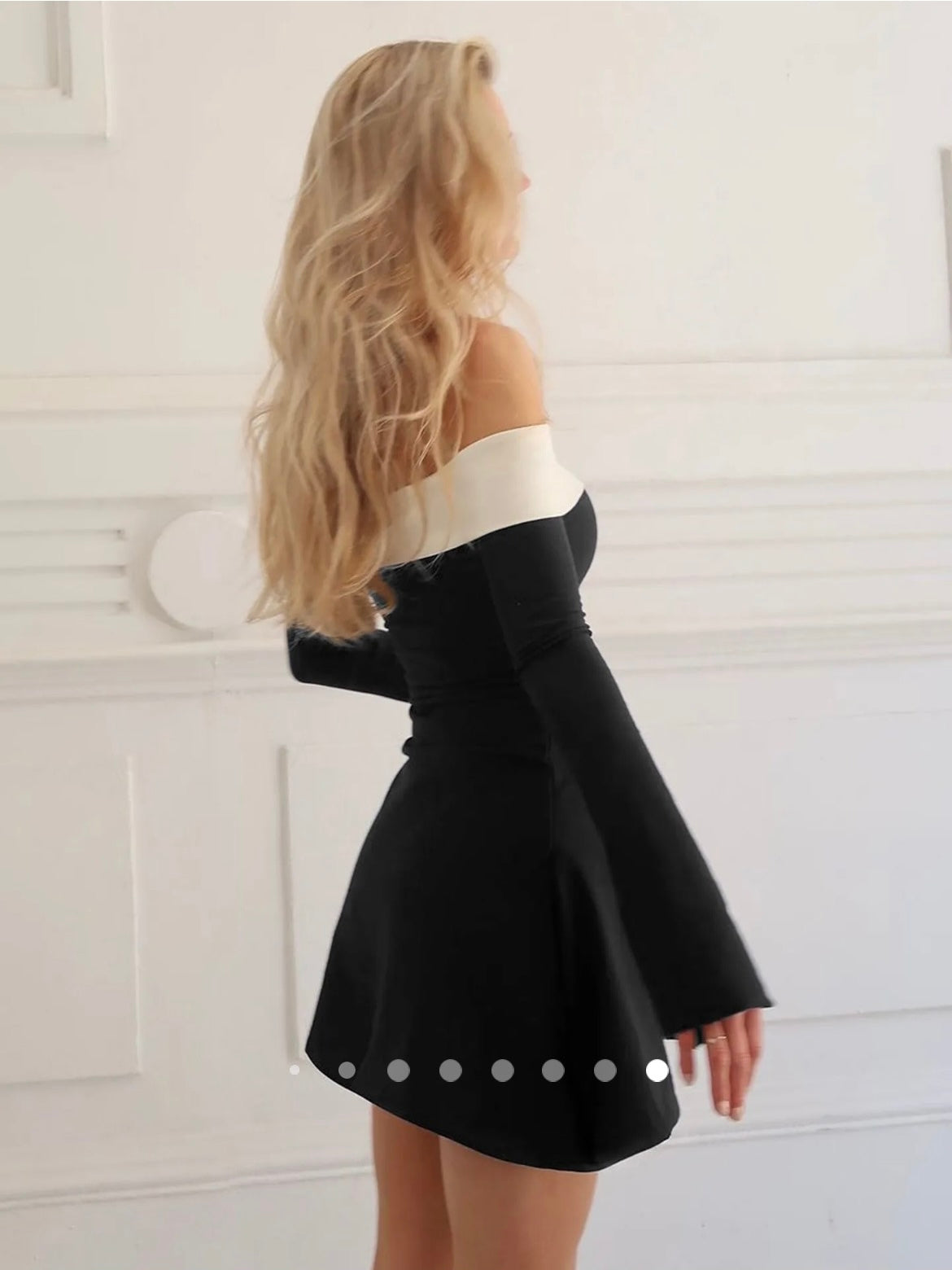 Off-Shoulder A-line Dress // B&W
