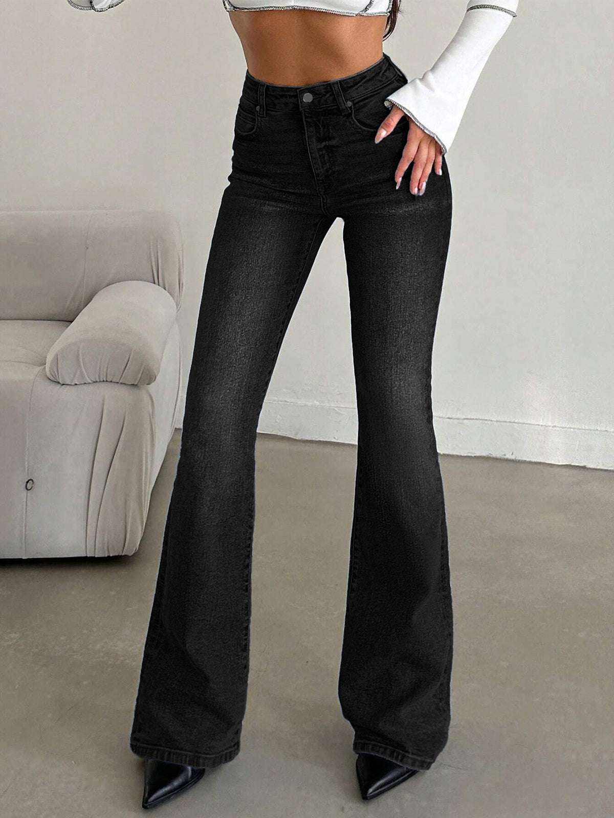 Washed Bootcut Jeans // Shadow Black