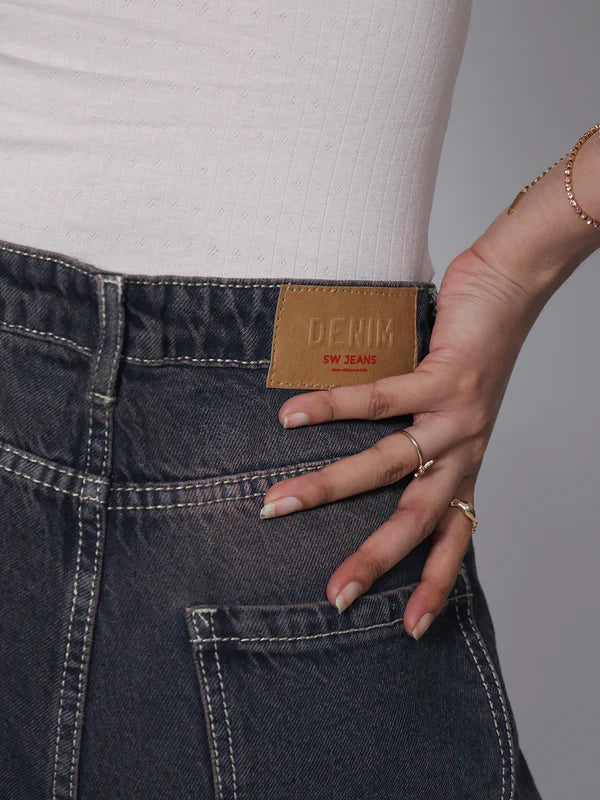 Washed Wide Leg Jeans // Burnt Blue