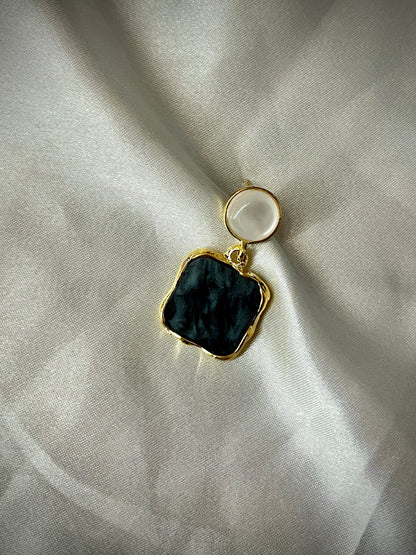 Square Dangle Earrings // Black