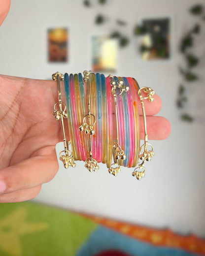 Multi Color // Jelly Bangles with Ghungroo (12+4)