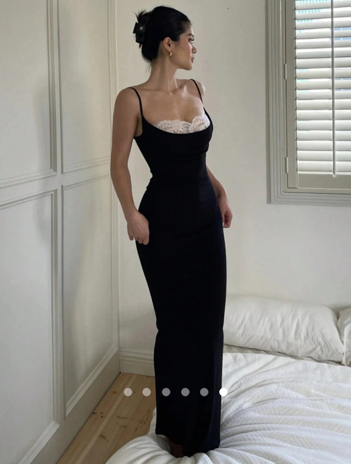 Lace Trimmed Slip Dress // Black