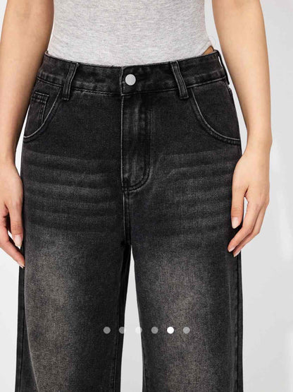 High Waist Wide Leg Jeans // Black