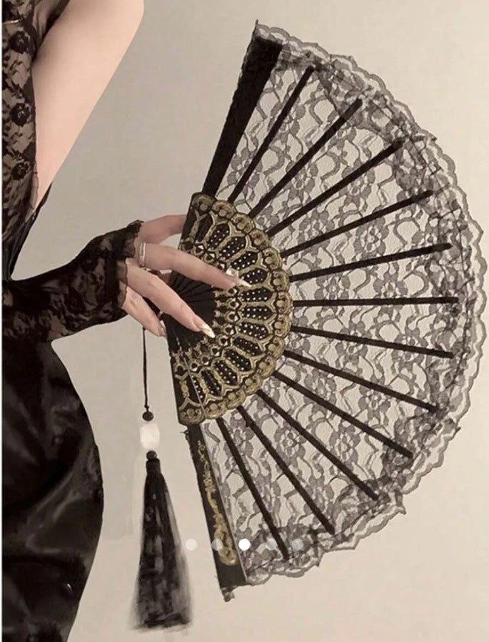 Fringe Hand Fan // Black