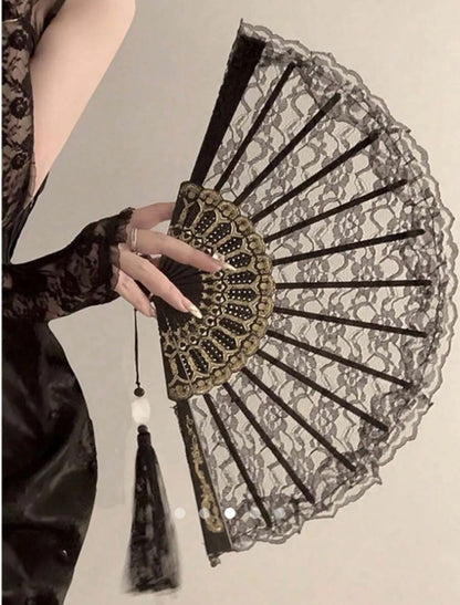 Fringe Hand Fan // Black