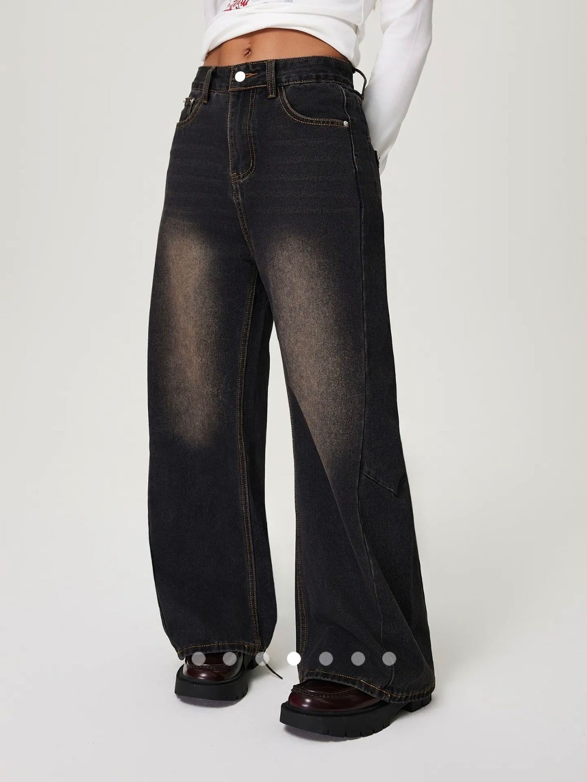 Vintage High Waist Wide Leg Jeans // Black