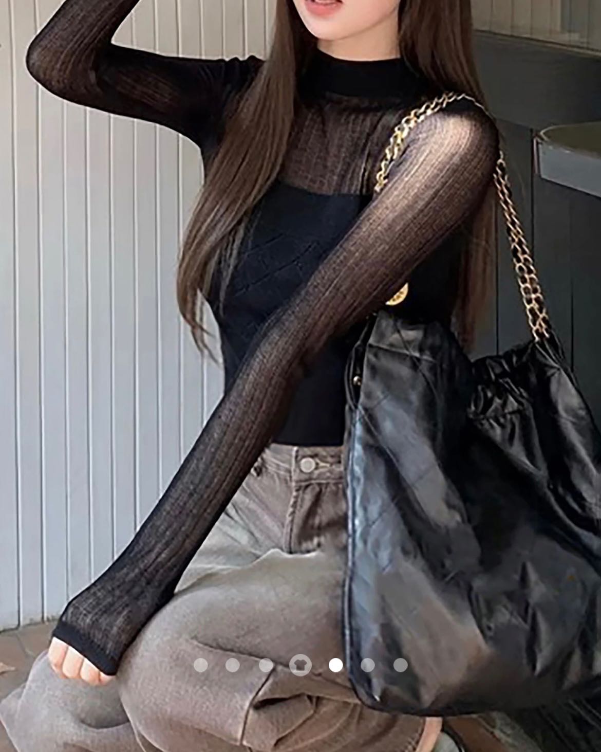 Sheer Knit Top //  Black