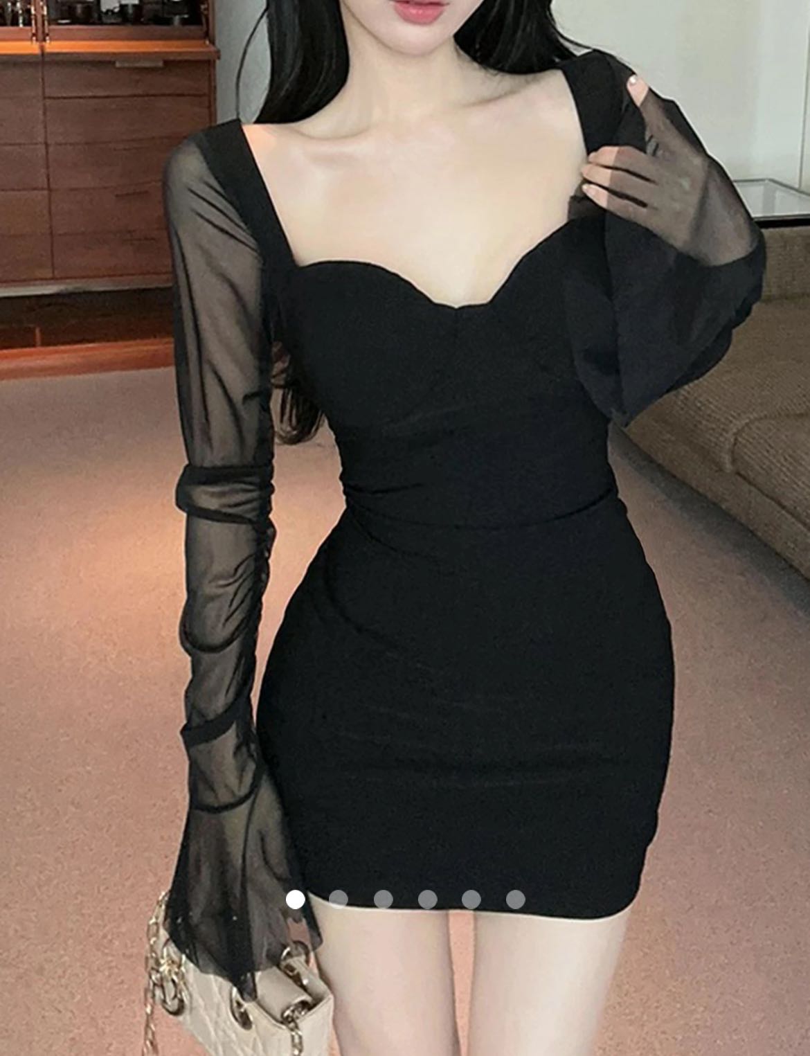Padded Sheer Dress // Black