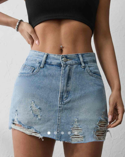 Ripped Denim Shorts // Blue