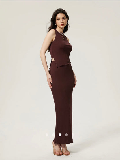 Asymmetrical Co-ord Set // Dark Brown