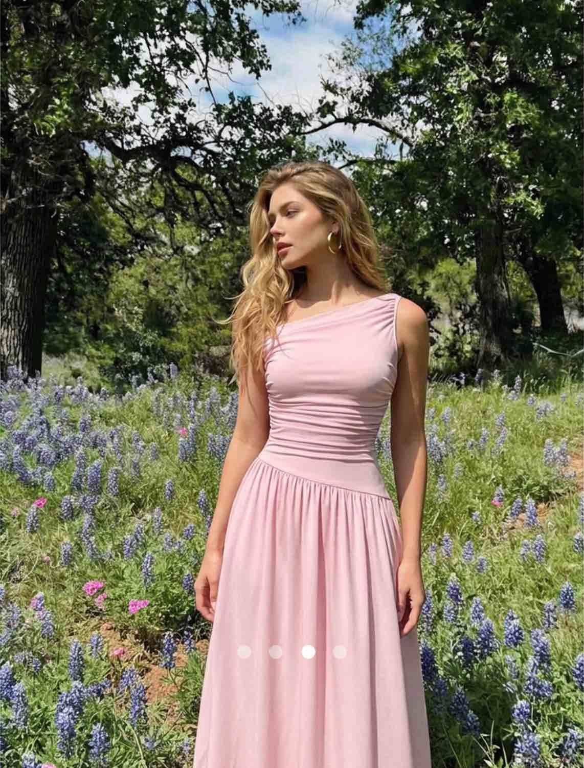 Draped A-Line Dress // Pink