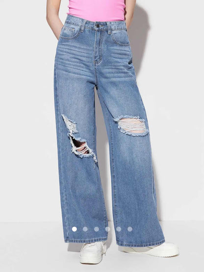 High Waist Straight Leg Jeans 002 // Light Blue