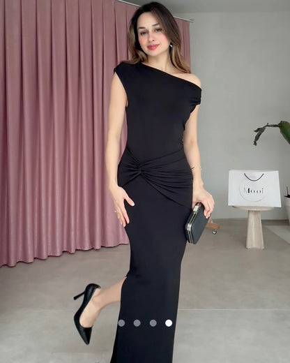 Asymmetrical Bodycon Dress // Black