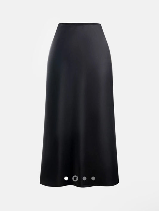 Satin A-Line Skirt // Black