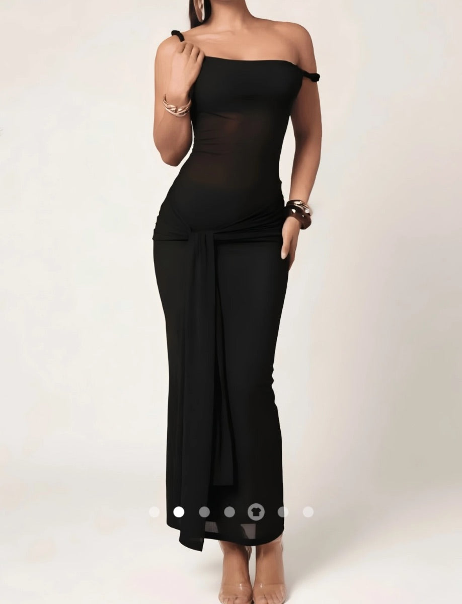 Sheer Bodycon Maxi Dress // Black