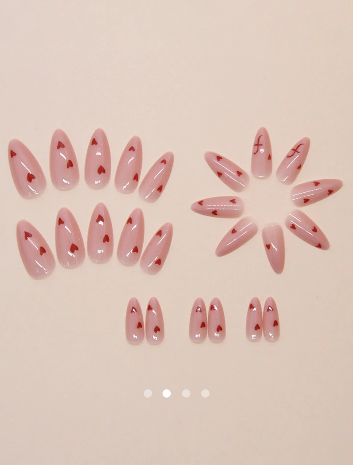 Heart Artificial Nails // Apricot-Red