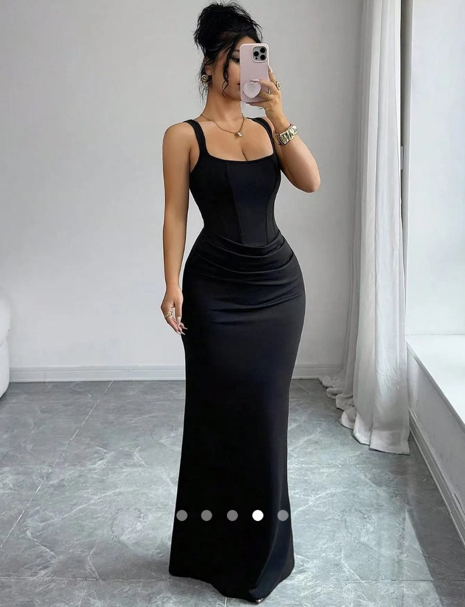 Corset Fishtail Dress // Black