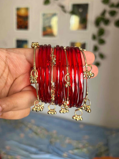 Red // Jelly Bangles with Ghungroo 8+4
