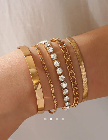 Rhinestone Bracelet Set 004 // Gold