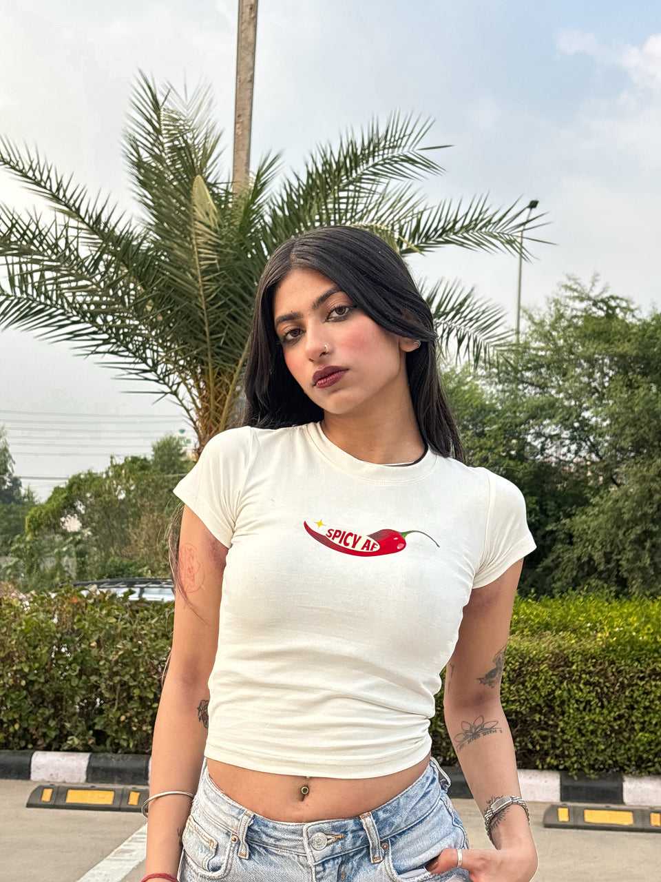 Spicy AF Baby Tee // White