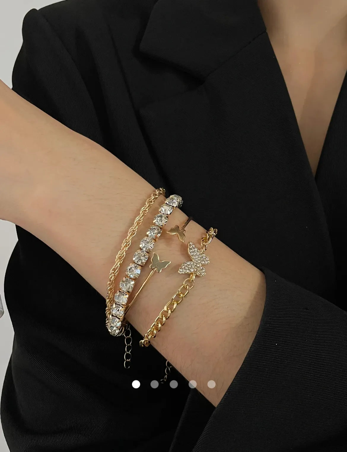 Rhinestone Bracelet Set 002 // Gold