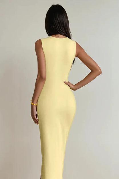 Square Neck Dress // Yellow