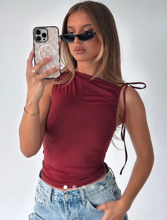Tie Up Tank Top // Burgundy