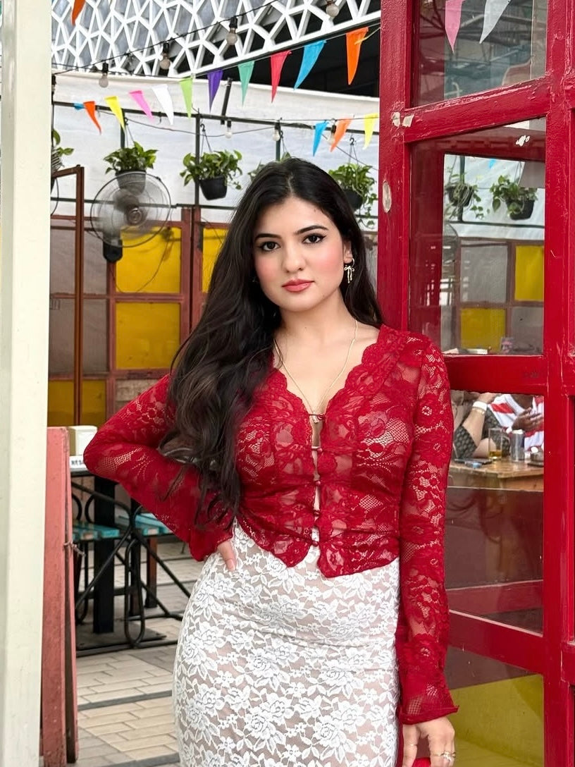 Sheer Lace Top 002 // Red