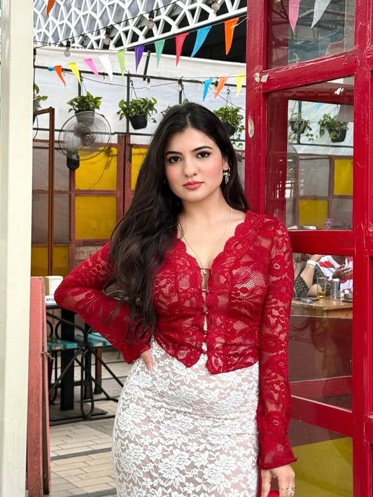 Sheer Lace Top 002 // Red