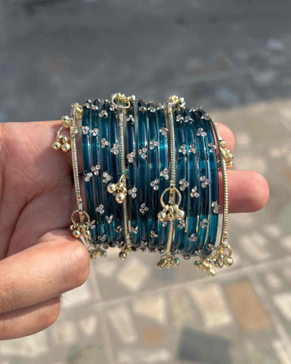 12 Bangles + 4 Ghungroo Set // Dark Blue