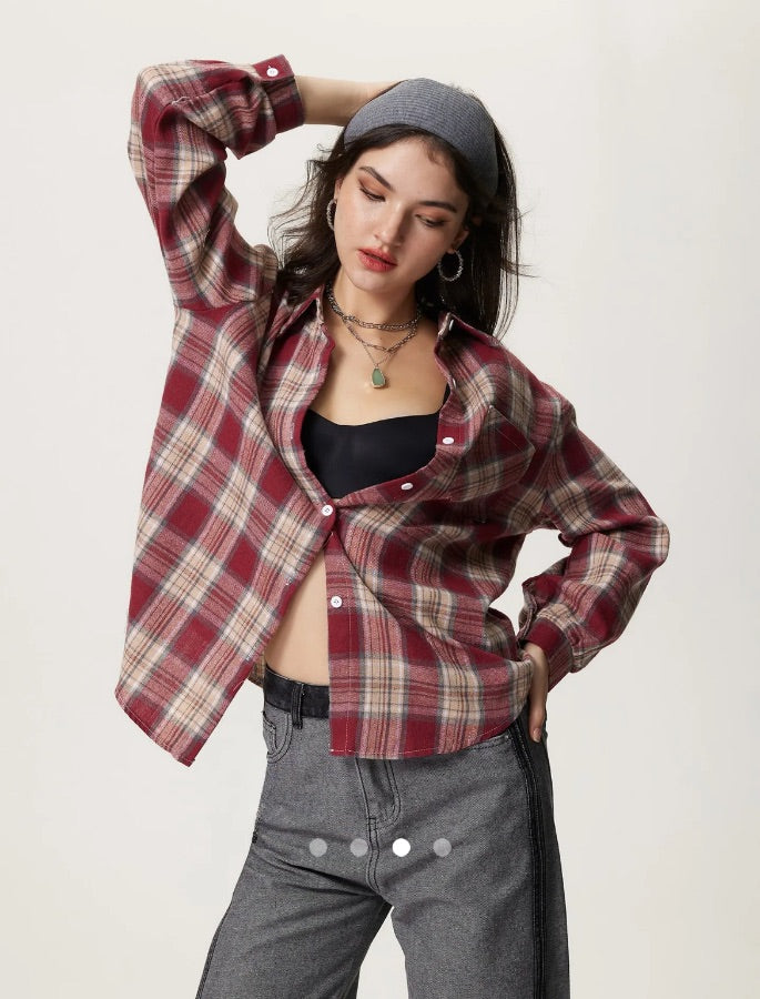 Color Block Shirt // Red