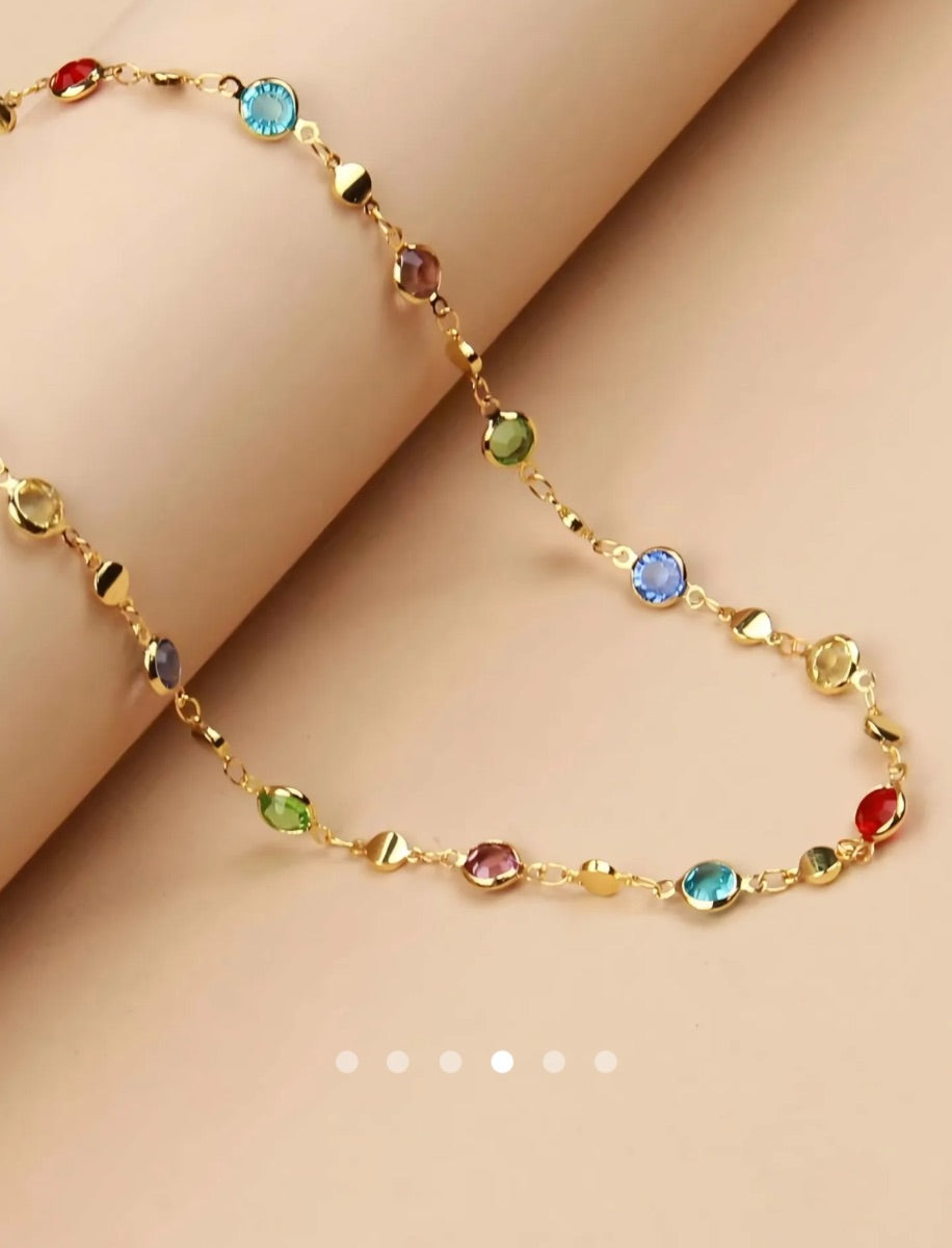 Rhinestone Necklace 020 // Gold