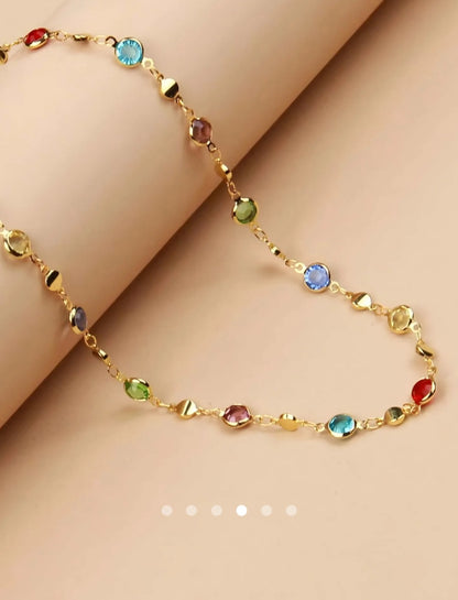 Rhinestone Necklace 020 // Gold