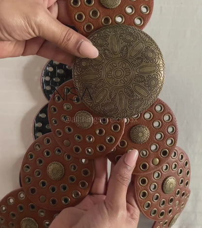 Vintage Bronze Buckle Belt // Tan