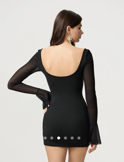 Padded Sheer Dress // Black