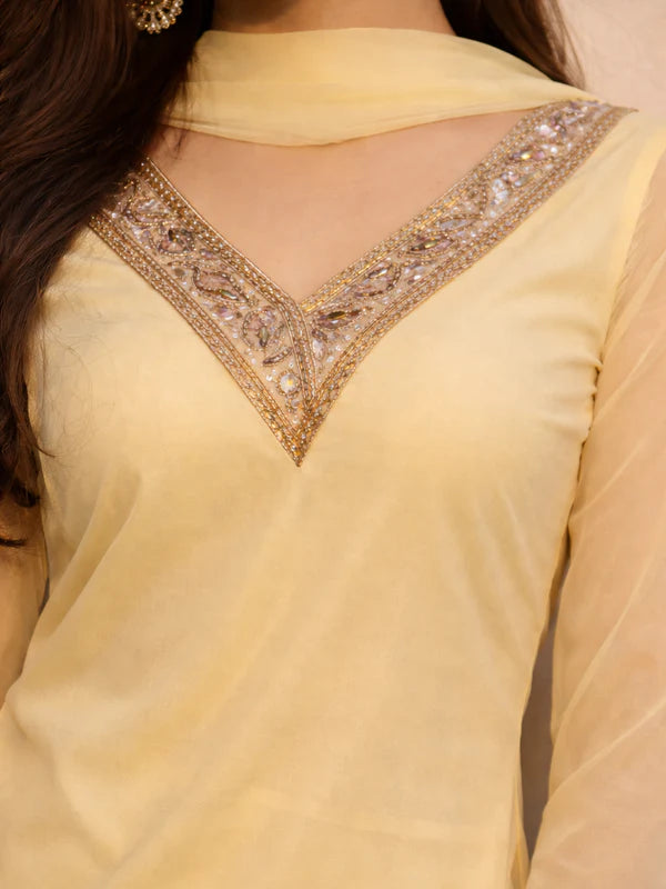 Lemon Yellow // 3pc Kurta Set with Palazzo & Dupatta