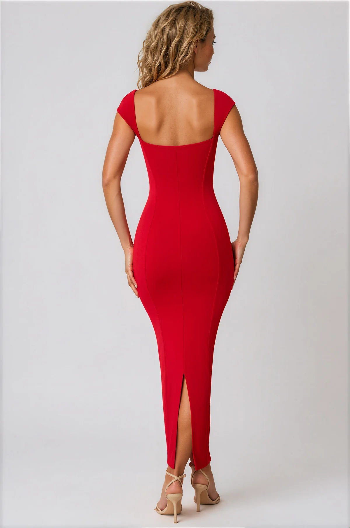 Sweetheart Neck Maxi Dress // Red