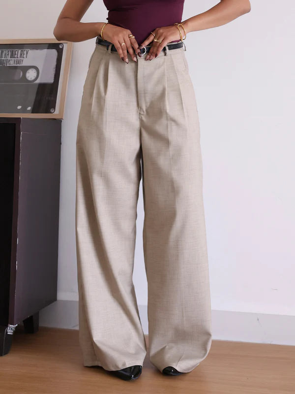 Belted Wide Leg Korean Pant // Walnut Brown