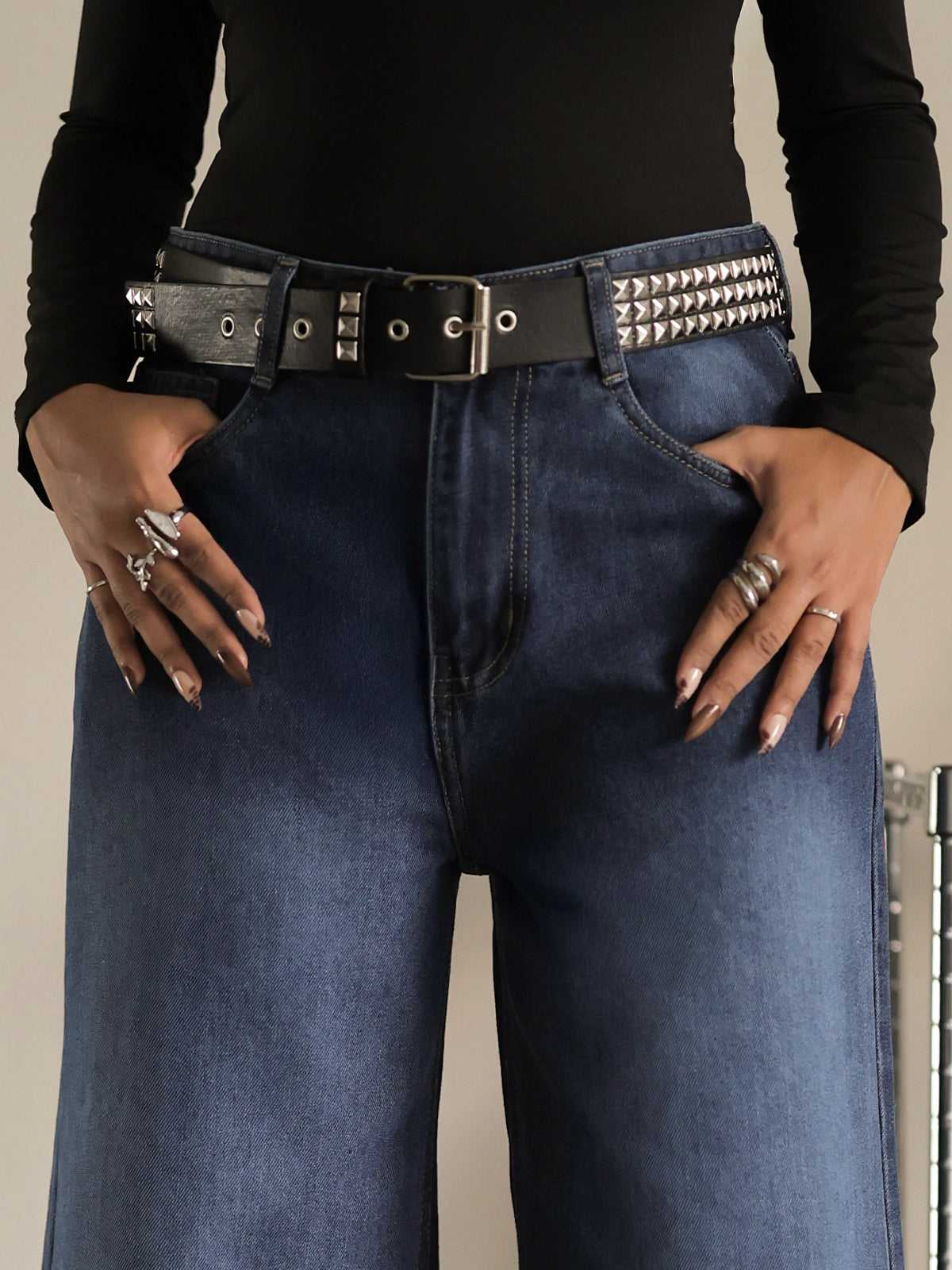 Washed Wide Leg Jeans // Classic Blue