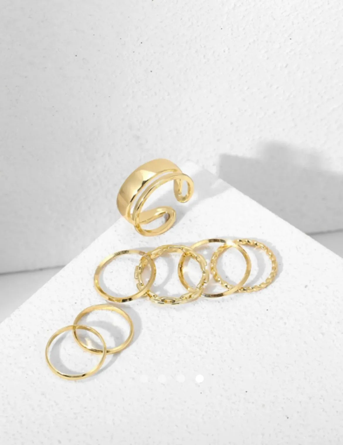 Geometric Ring Set 018 // Gold