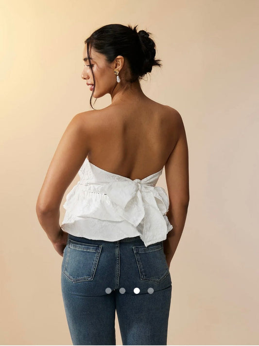 Ruffle Tube Top // White